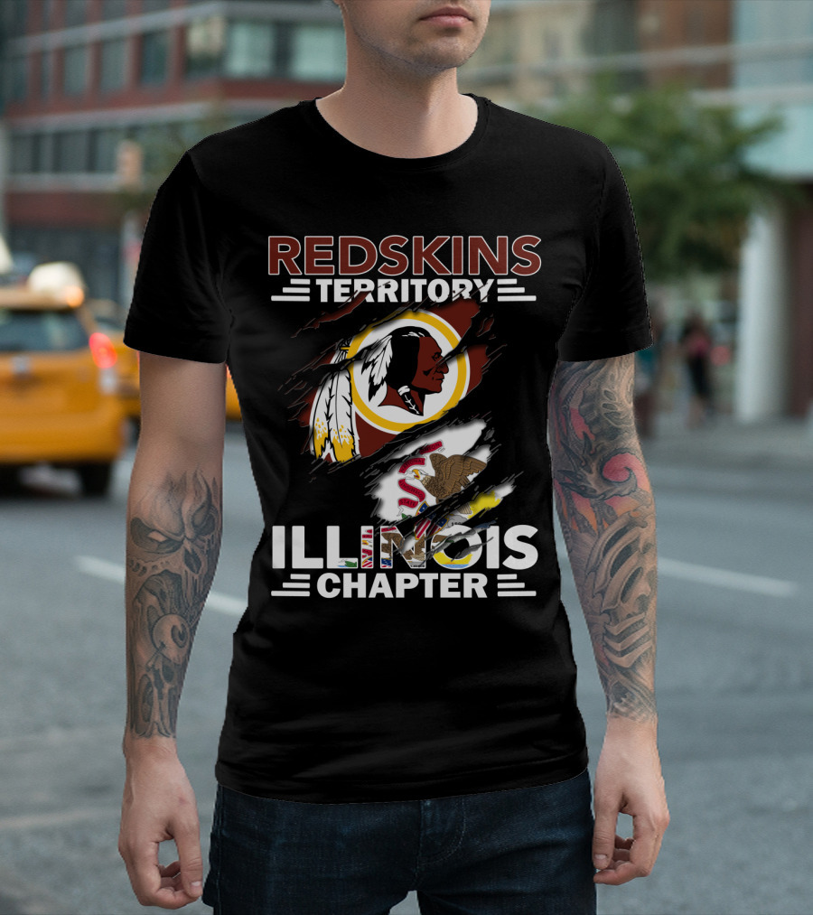 Redskins Territory Illinois Chapter Nfl Logo Illinois State Flag T-Shirt