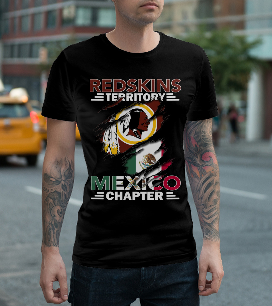 Redskins Territory Mexico Chapter Flag And Logo Tribute T-Shirt