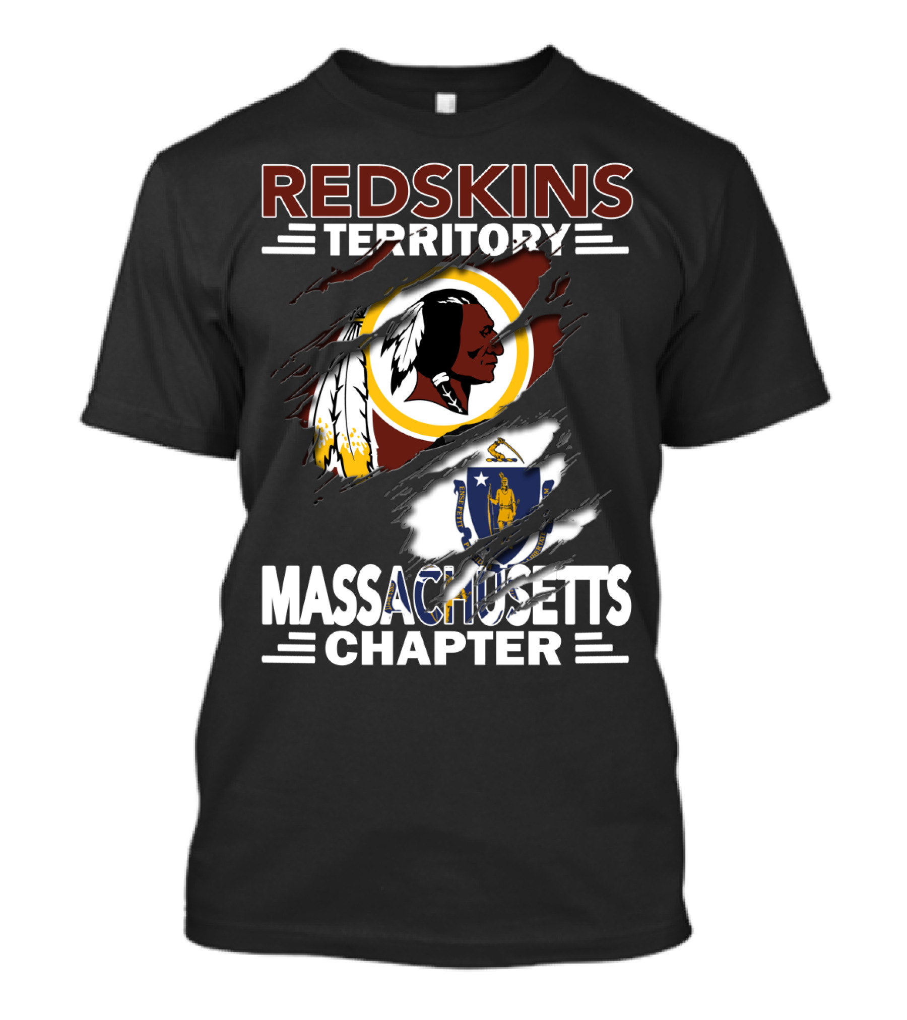 Redskins Territory Massachusetts Chapter Logo With State T-Shirt