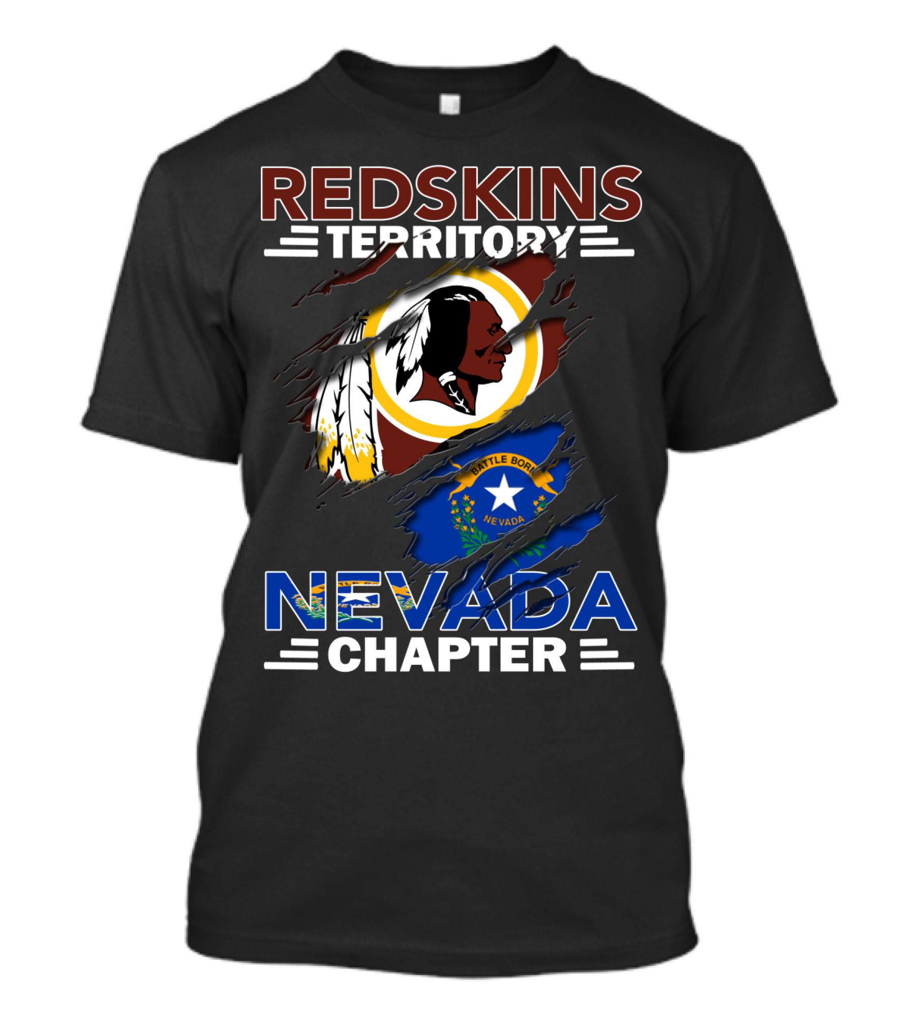 Redskins Territory Nevada Chapter Battle Born Flag T-Shirt