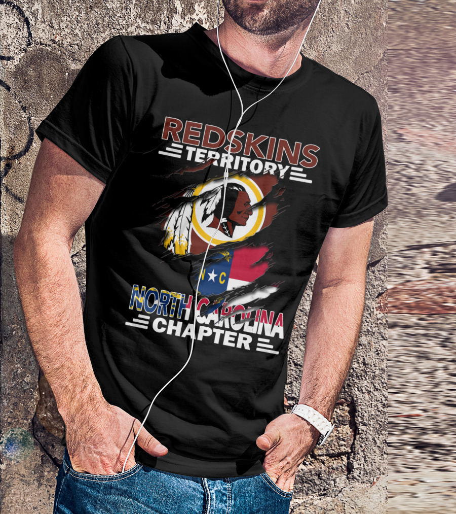 Redskins Territory North Carolina Chapter Redskins Logo With North Carolina Flag T-Shirt