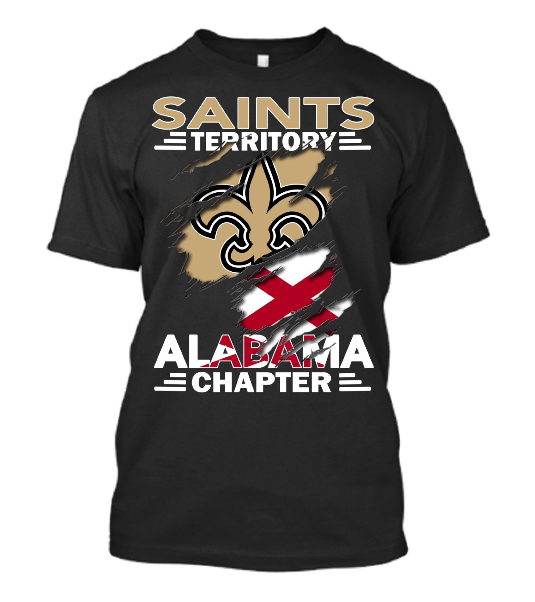 SAINTS TERRITORY ALABAMA CHAPTER FLEUR-DE-LIS AND CROSS FLAG T-Shirt