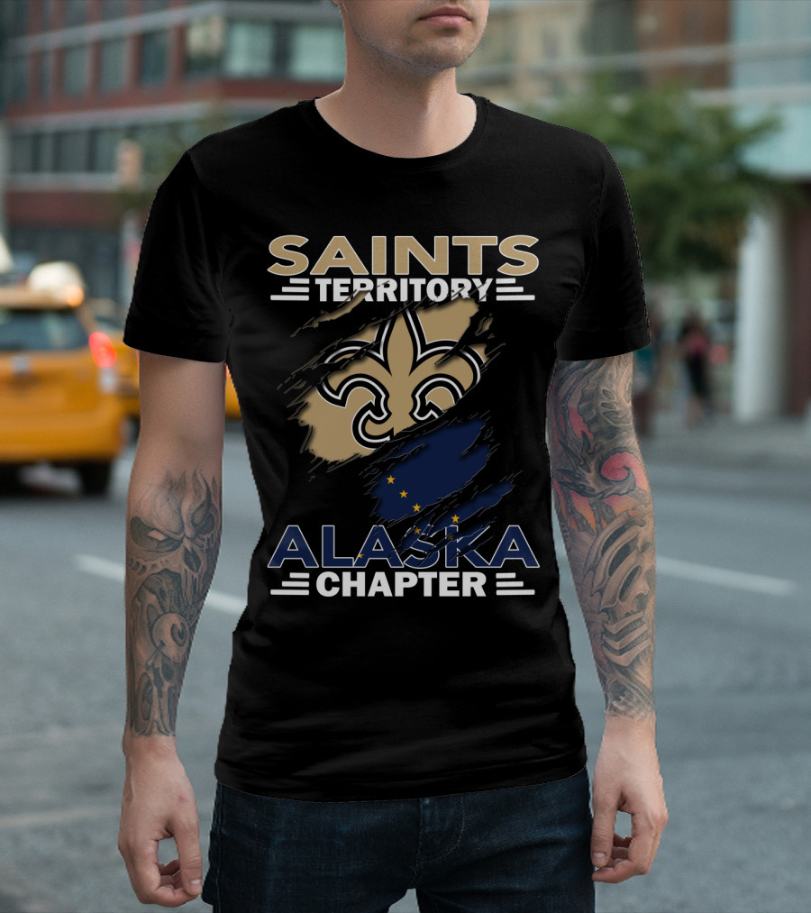 Saints Territory Alaska Chapter Fleur-de-Lis and Alaska Flag T-Shirt