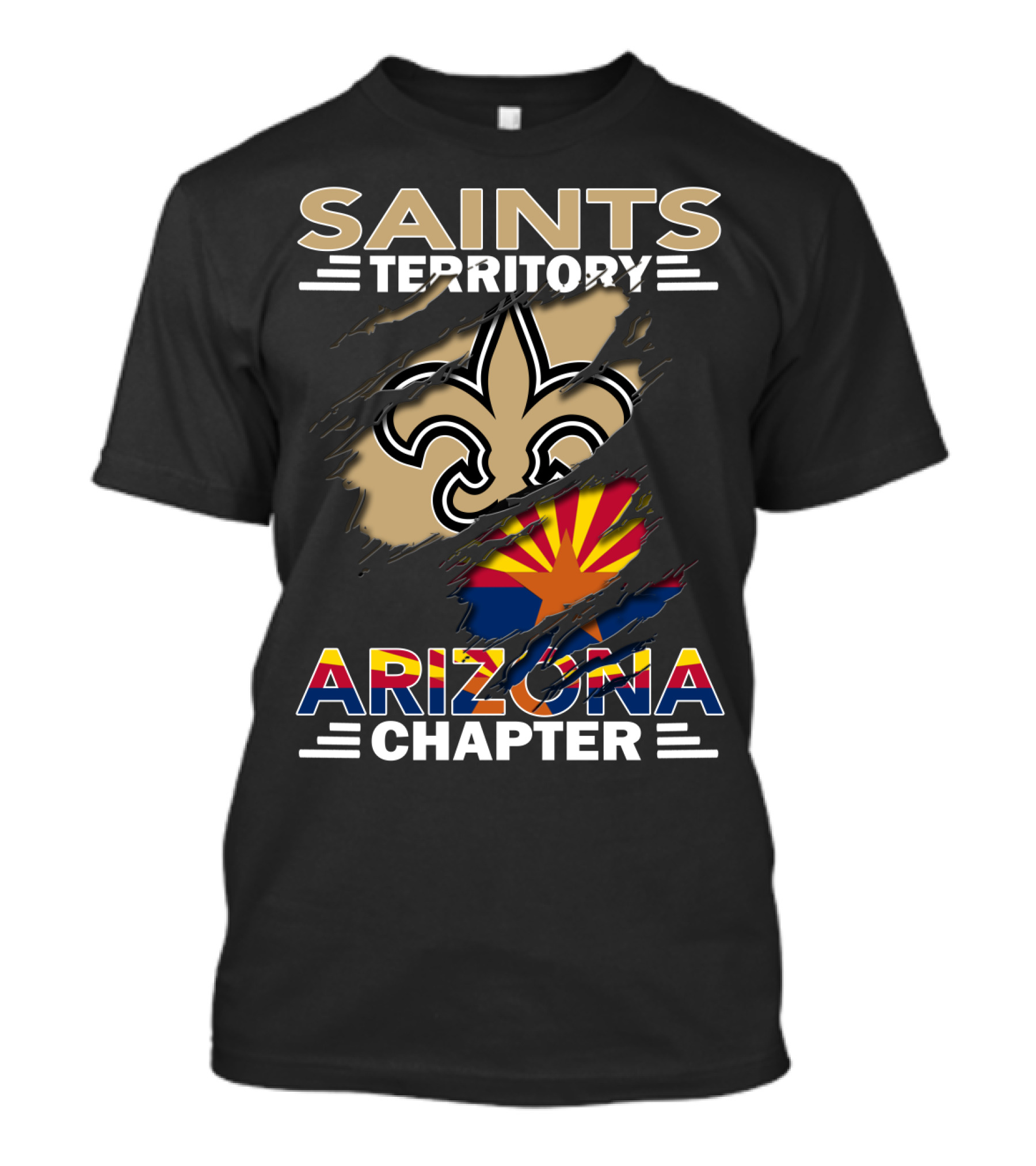Saints Territory Arizona Chapter Fleur-de-lis And Arizona Flag T-Shirt