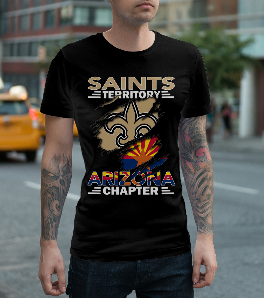 Saints Territory Arizona Chapter Fleur-de-lis and Arizona Flag T-Shirt