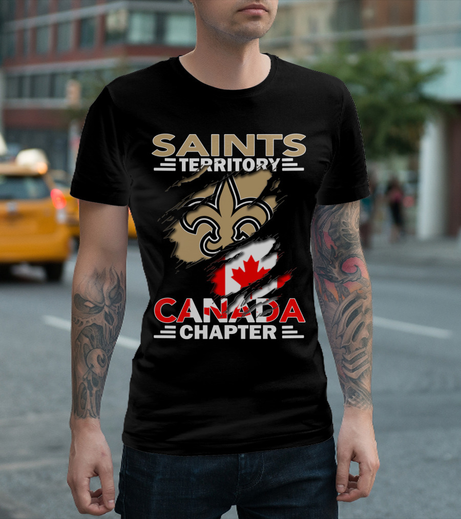 Saints Territory Canada Chapter Fleur-de-Lis and Maple Leaf T-Shirt