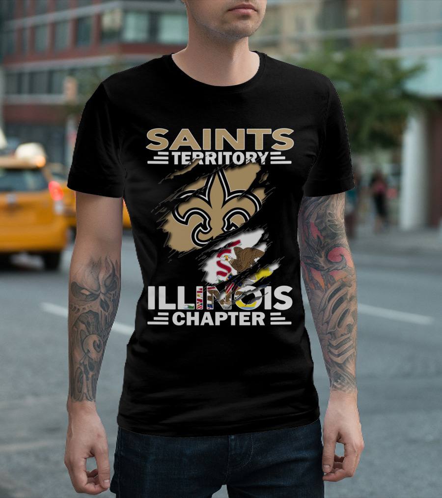 Saints Territory Illinois Chapter Fleur-de-Lis and State Flag T-Shirt