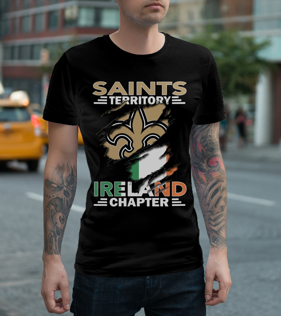 SAINTS TERRITORY IRELAND CHAPTER Fleur-de-Lis with Irish Flag T-Shirt