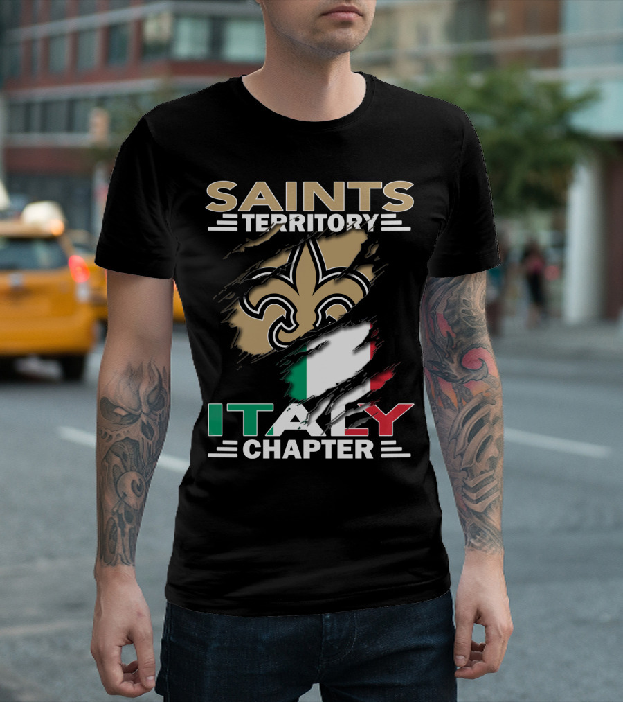 Saints Territory Italy Chapter Fleur-de-Lis With Italian Flag T-Shirt