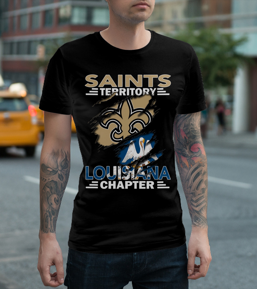 Saints Territory Louisiana Chapter Fleur-de-Lis Pelican Emblem T-Shirt