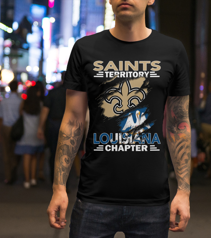 Saints Territory Louisiana Chapter Fleur-de-Lis Pelican Emblem T-Shirt
