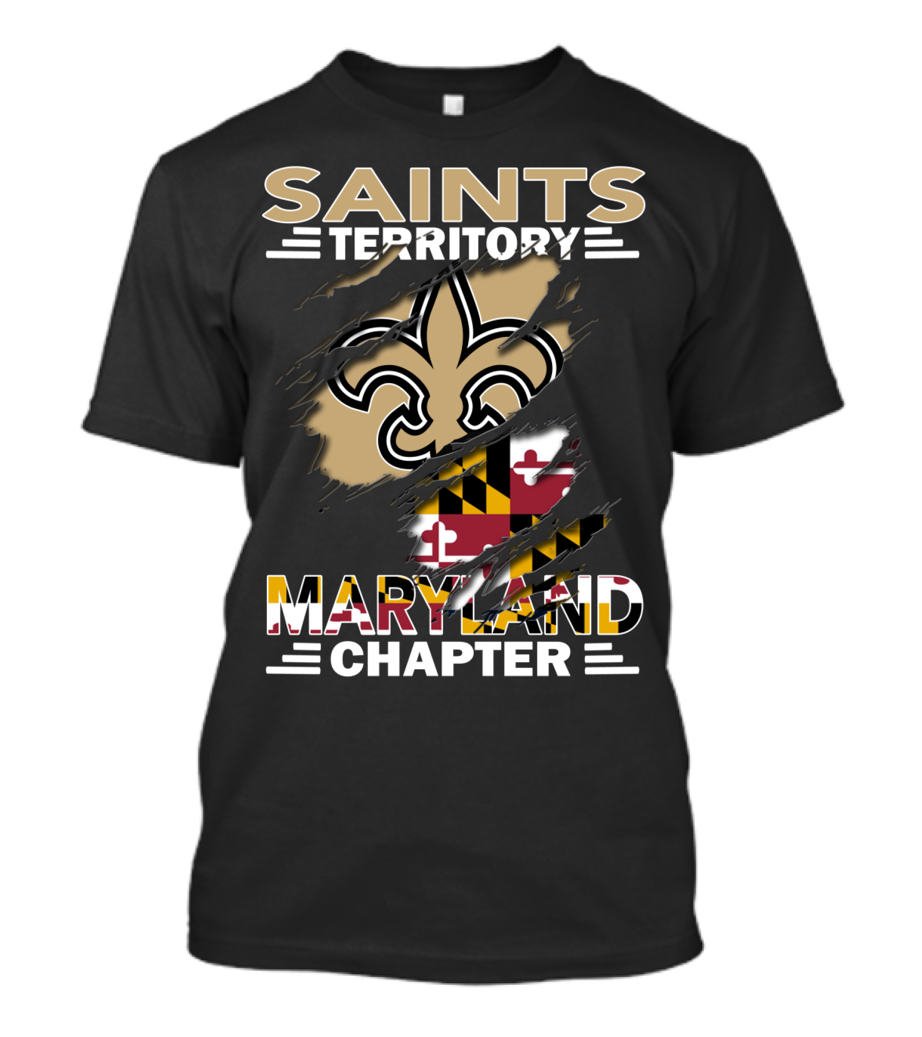 Saints Territory Maryland Chapter Fleur-de-Lis And Maryland Flag T-Shirt