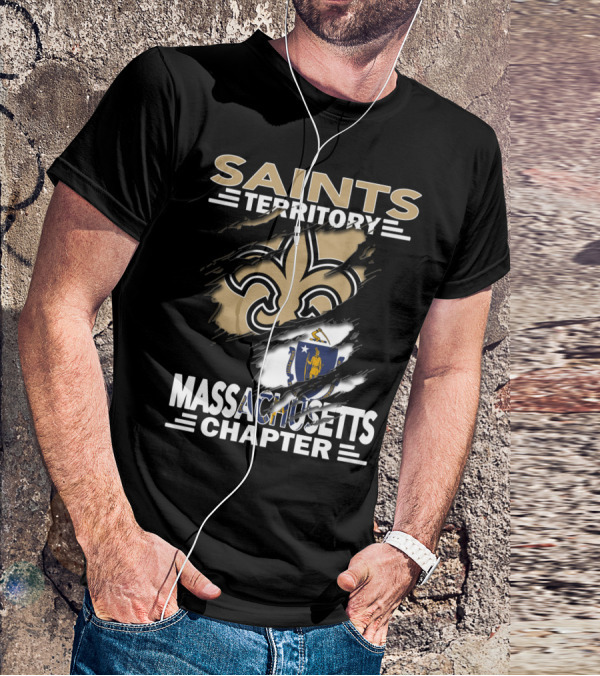 Saints Territory Massachusetts Chapter Fleur-de-Lis And State Seal T-Shirt
