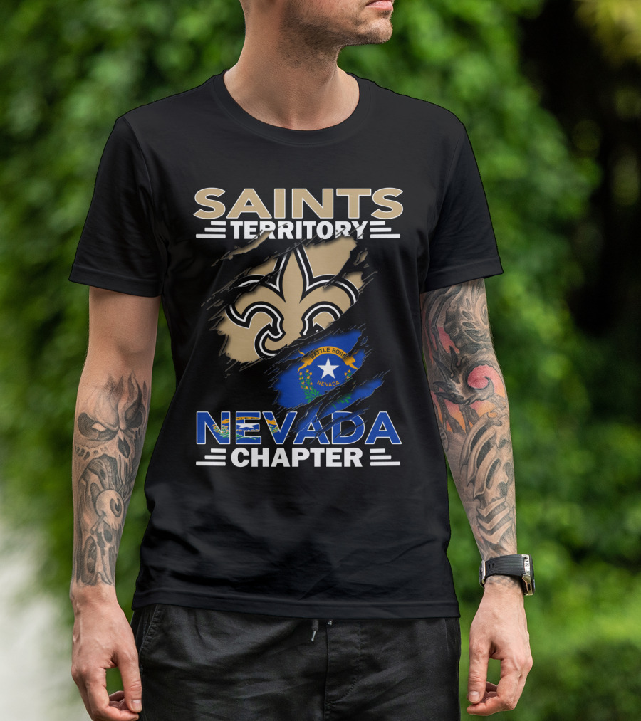 Saints Territory Nevada Chapter Battle Born Fleur-de-Lis Flag T-Shirt