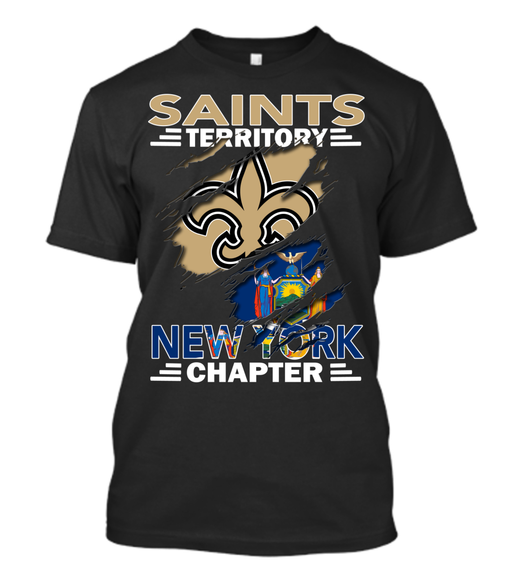 Saints Territory Fleur-de-Lis New York Chapter With New York State Emblem T-Shirt