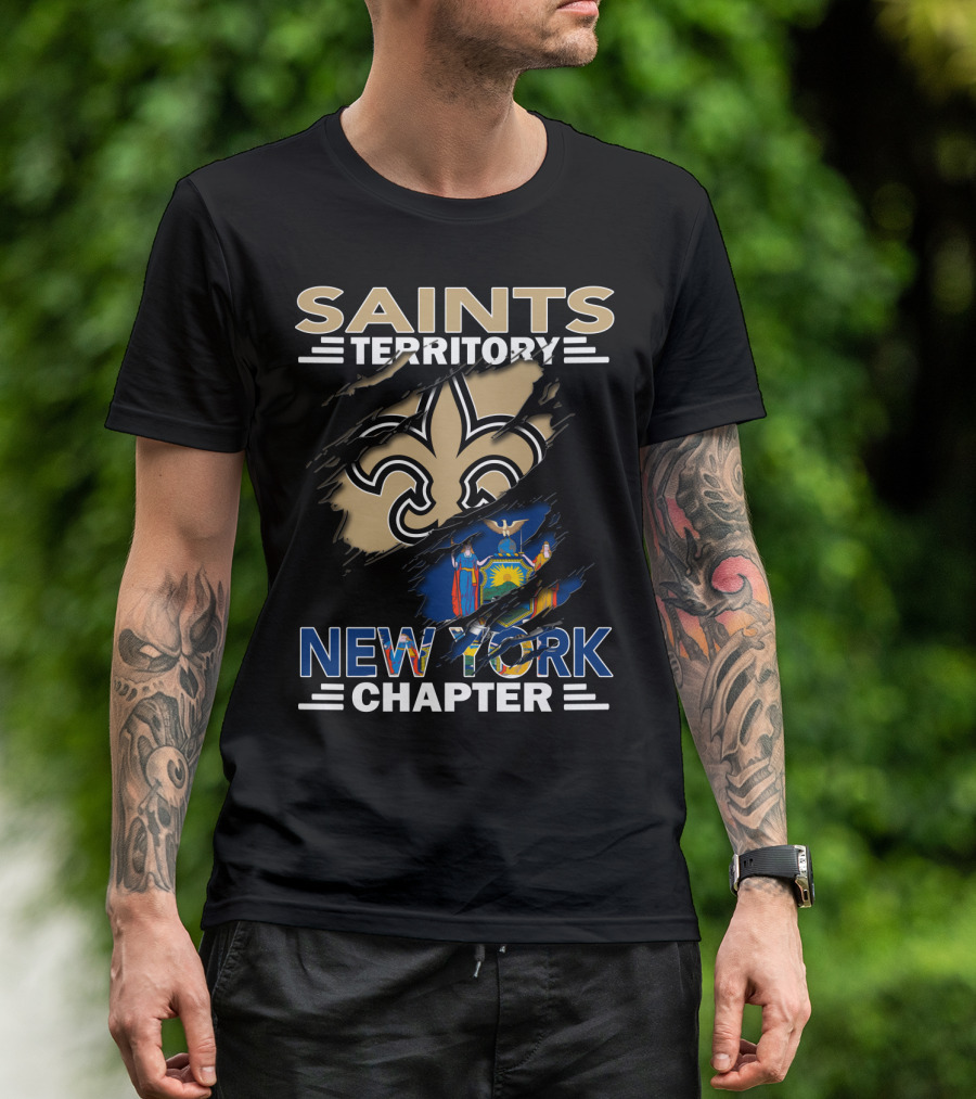 Saints Territory Fleur-de-Lis New York Chapter With New York State Emblem T-Shirt