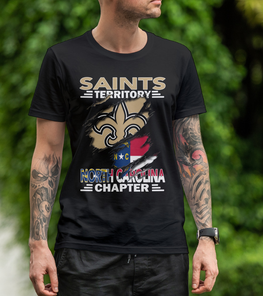 SAINTS TERRITORY NORTH CAROLINA CHAPTER NC FLAG FLEUR DE LIS T-Shirt