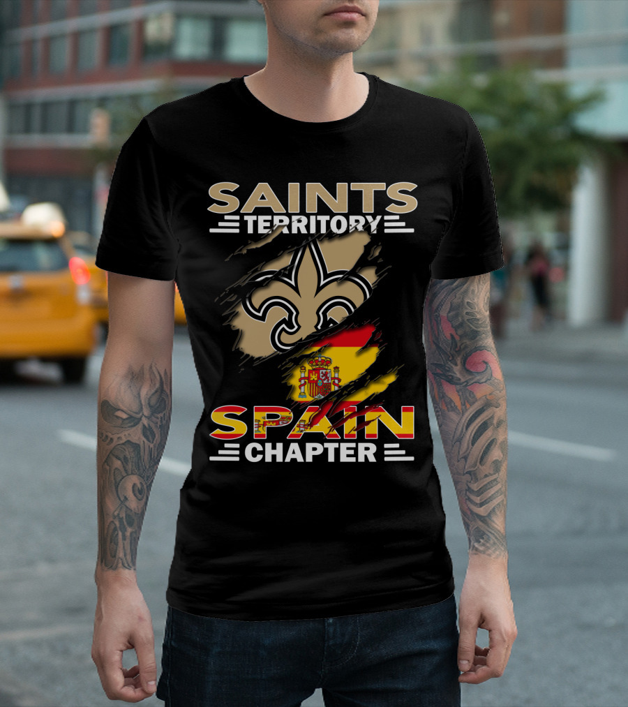 Saints Territory Fleur-De-Lis Spain Chapter Flag T-Shirt