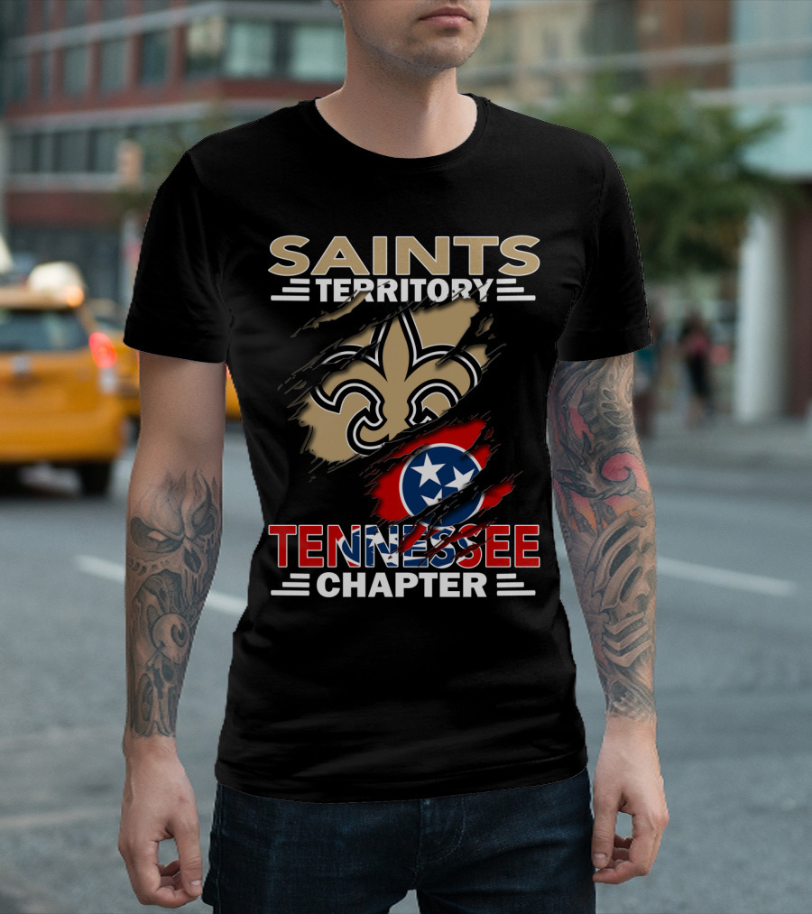 Saints Territory Tennessee Chapter Fleur-de-Lis And Tennessee Flag T-Shirt