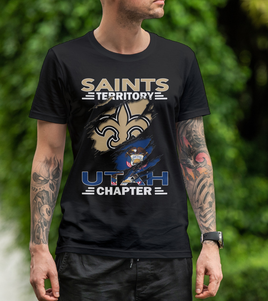 Saints Territory Utah Chapter Fleur-de-Lis And State Flag T-Shirt