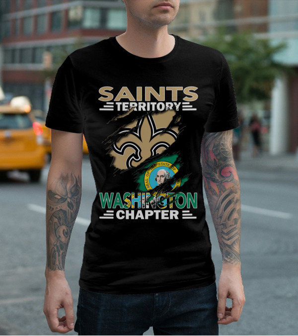 Saints Territory Washington Chapter Seal Fleur-de-Lis T-Shirt