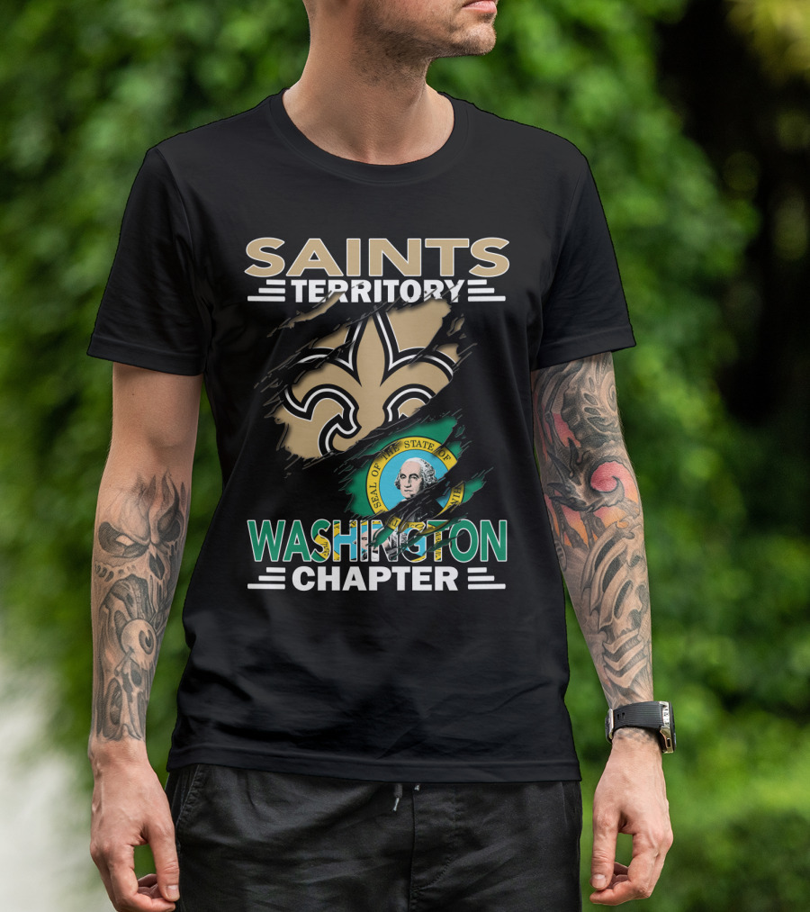 Saints Territory Washington Chapter Seal Fleur-de-Lis T-Shirt