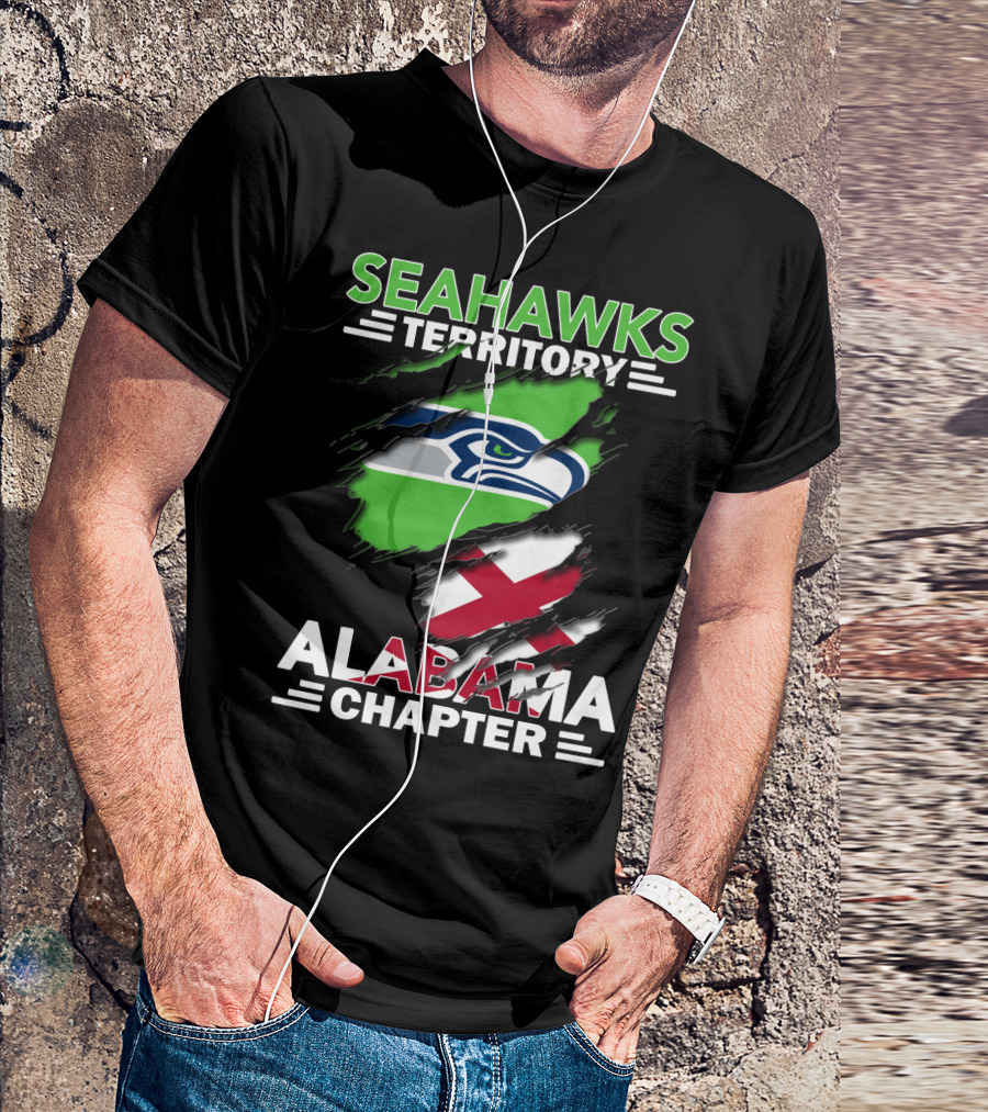 Seahawks Territory Alabama Chapter Flag With Ripped T-Shirt