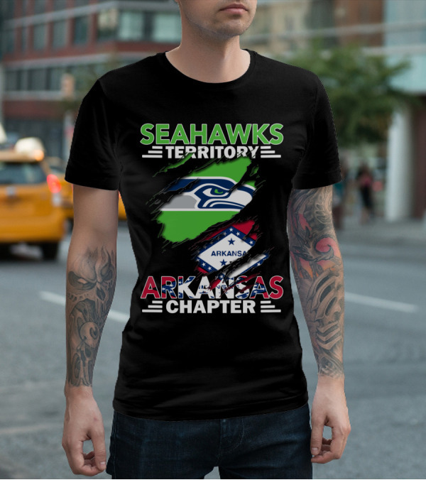 Seahawks Territory Arkansas Chapter Seahawks Logo And Arkansas Flag T-Shirt