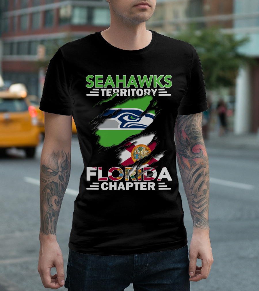 Seahawks Territory Florida Chapter Flag Rip T-Shirt