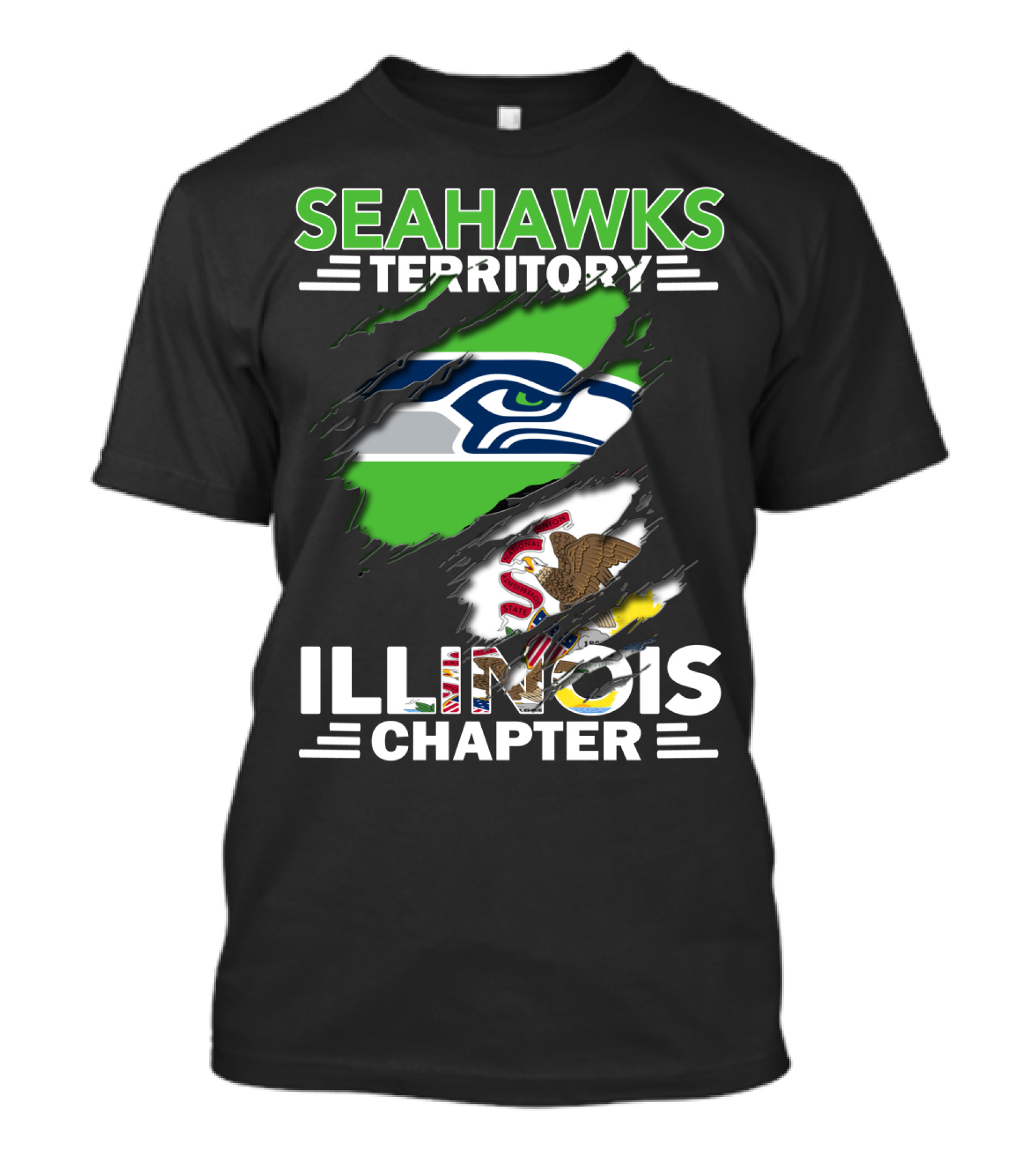 Seahawks Territory Illinois Chapter Logo With State Flag Elements T-Shirt