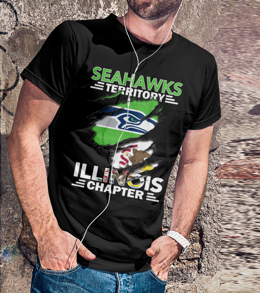 Seahawks Territory Illinois Chapter Logo With State Flag Elements T-Shirt