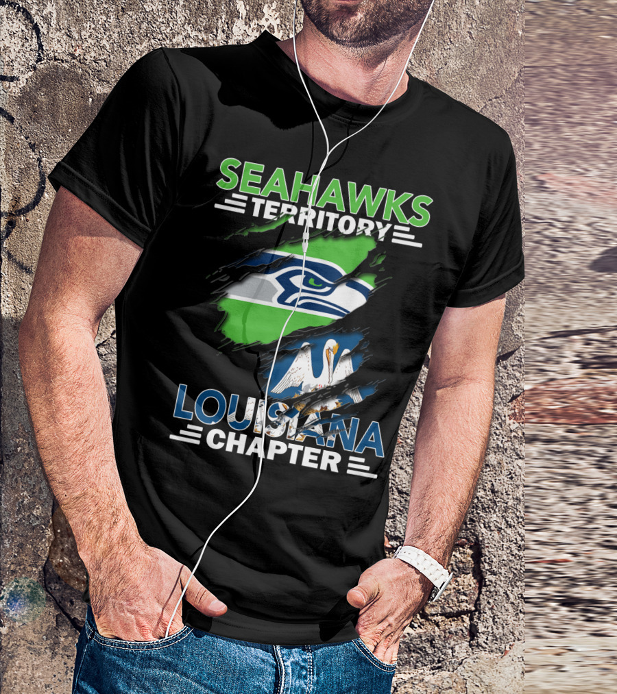 SEAHWKS TERRITORY LOUISIANA CHAPTER Seahawks Logo And Louisiana Flag T-Shirt