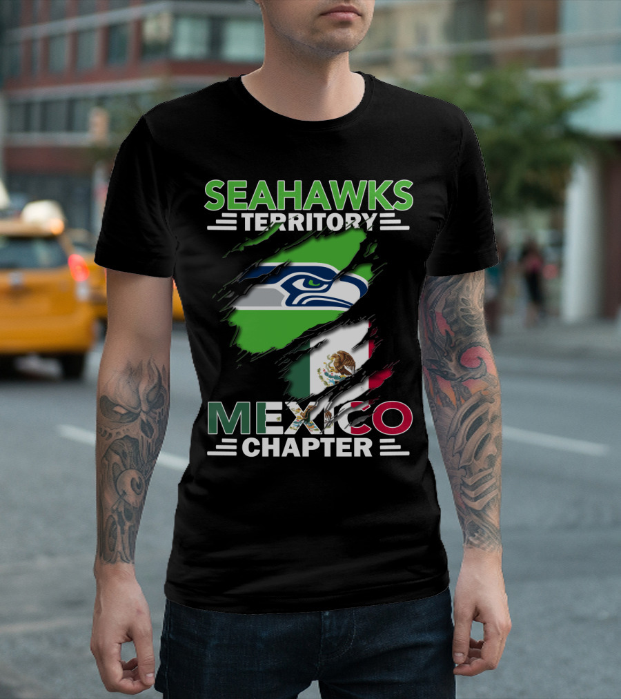 Seahawks Territory Mexico Chapter Flag and Logo Fusion T-Shirt