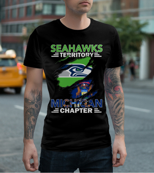 Seahawks Territory Michigan Chapter State And Team Logo Integration T-Shirt