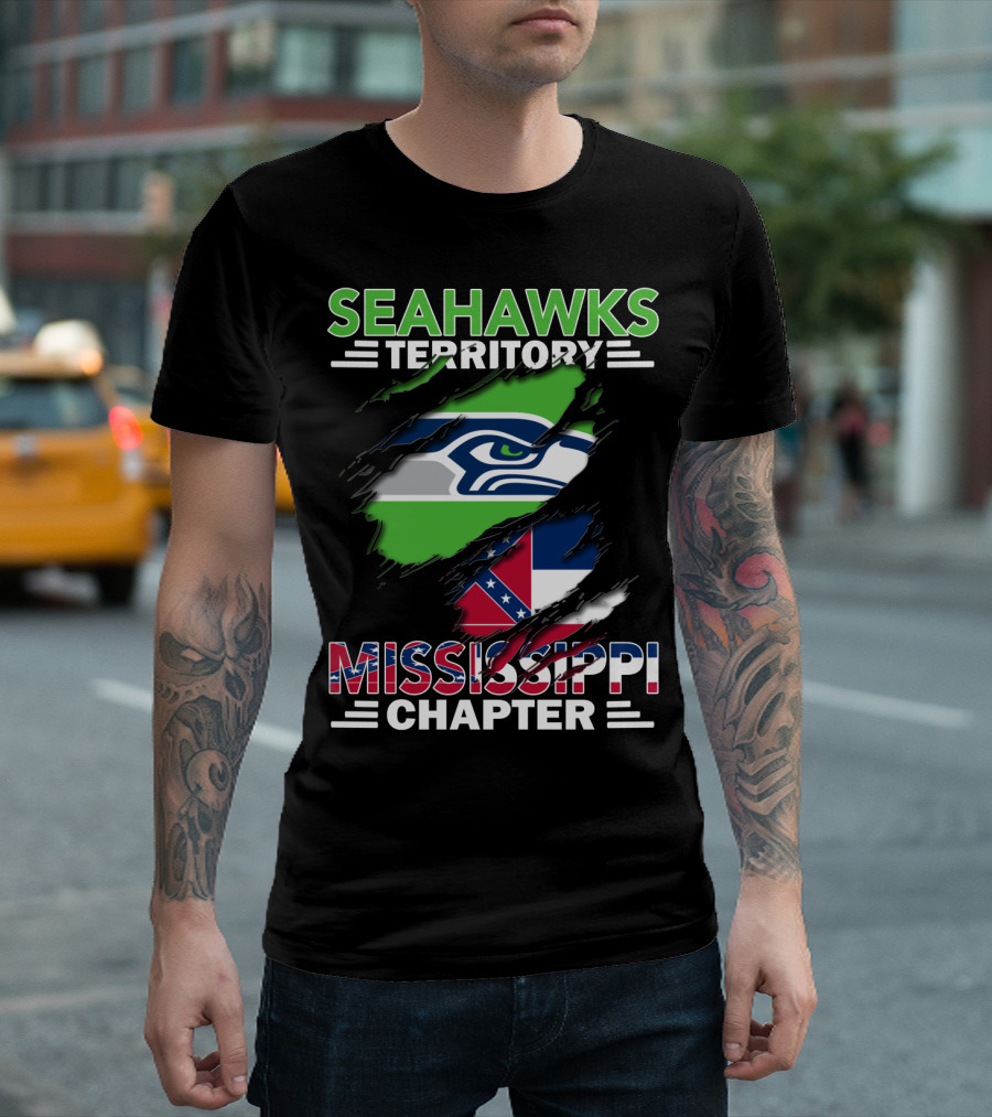 Seahawks Territory Mississippi Chapter Seahawks Logo And Confederate Flag T-Shirt