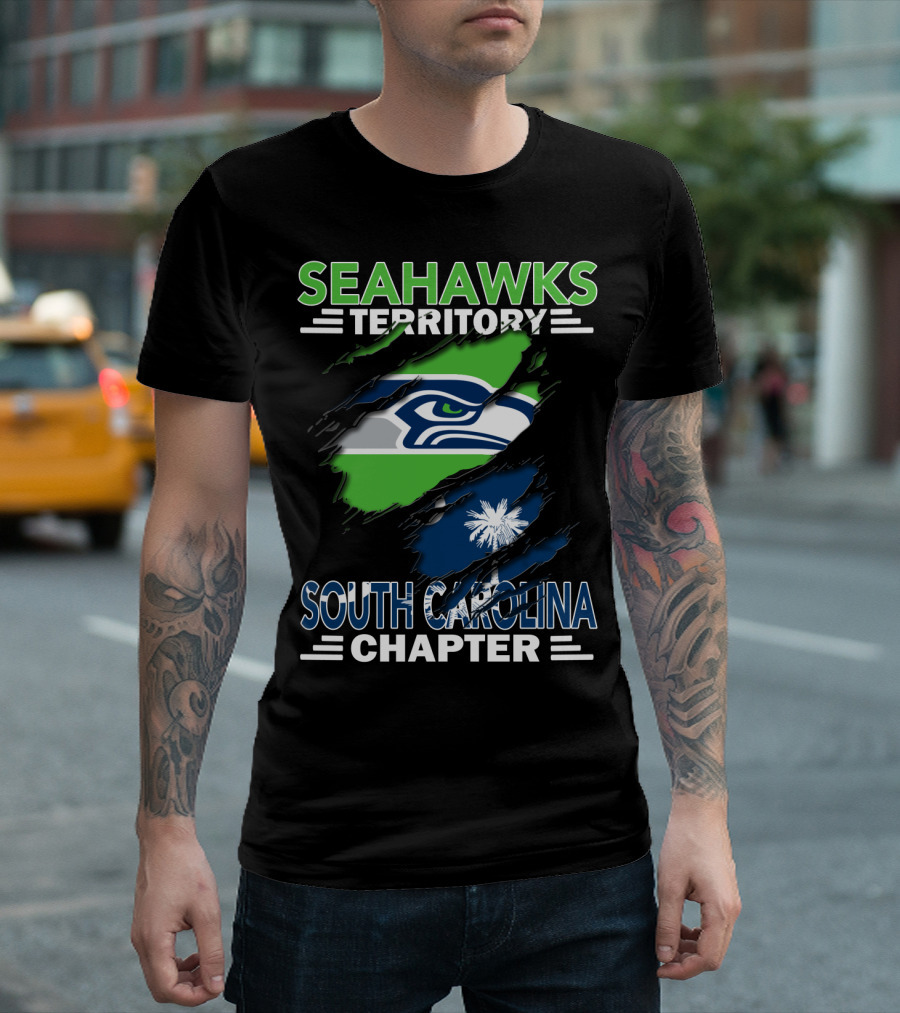 Seahawks Territory South Carolina Chapter Flag Ripped T-Shirt
