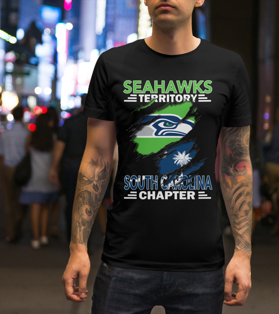 Seahawks Territory South Carolina Chapter Flag Ripped T-Shirt