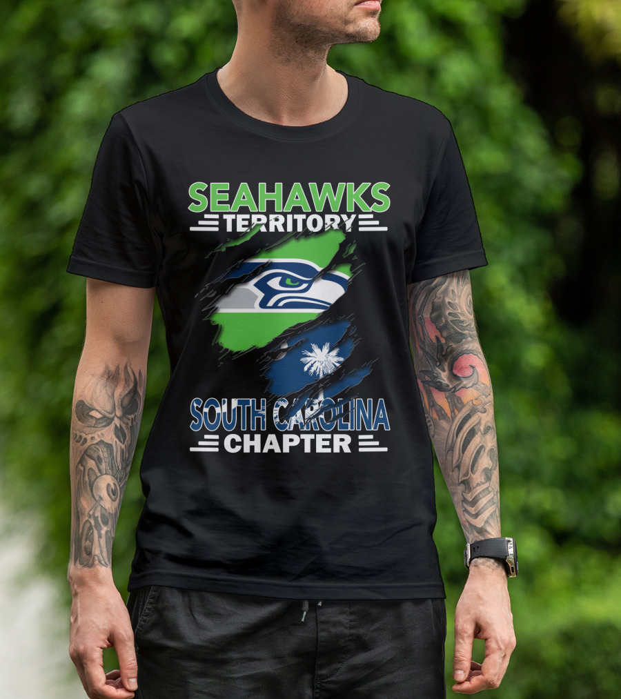 Seahawks Territory South Carolina Chapter Flag Ripped T-Shirt