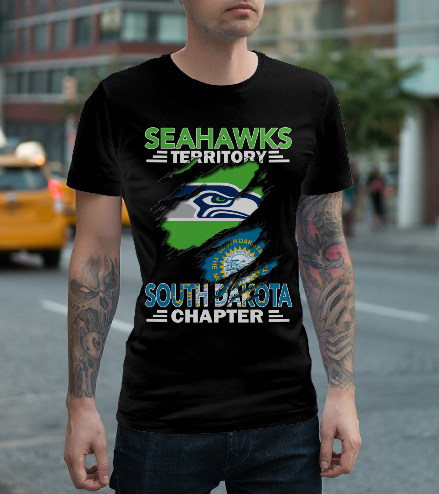 Seahawks Territory South Dakota Chapter Flag Ripped T-Shirt