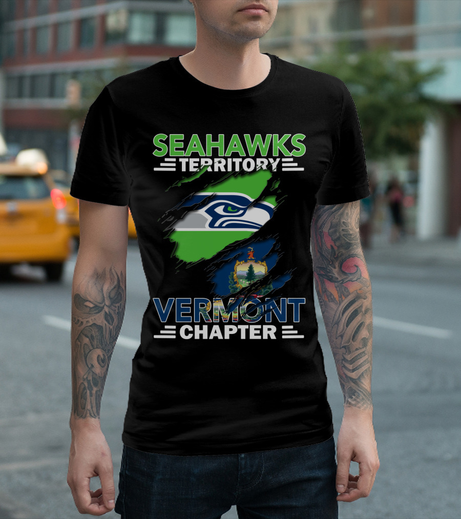 Seahawks Territory Vermont Chapter Ripped Flag T-Shirt