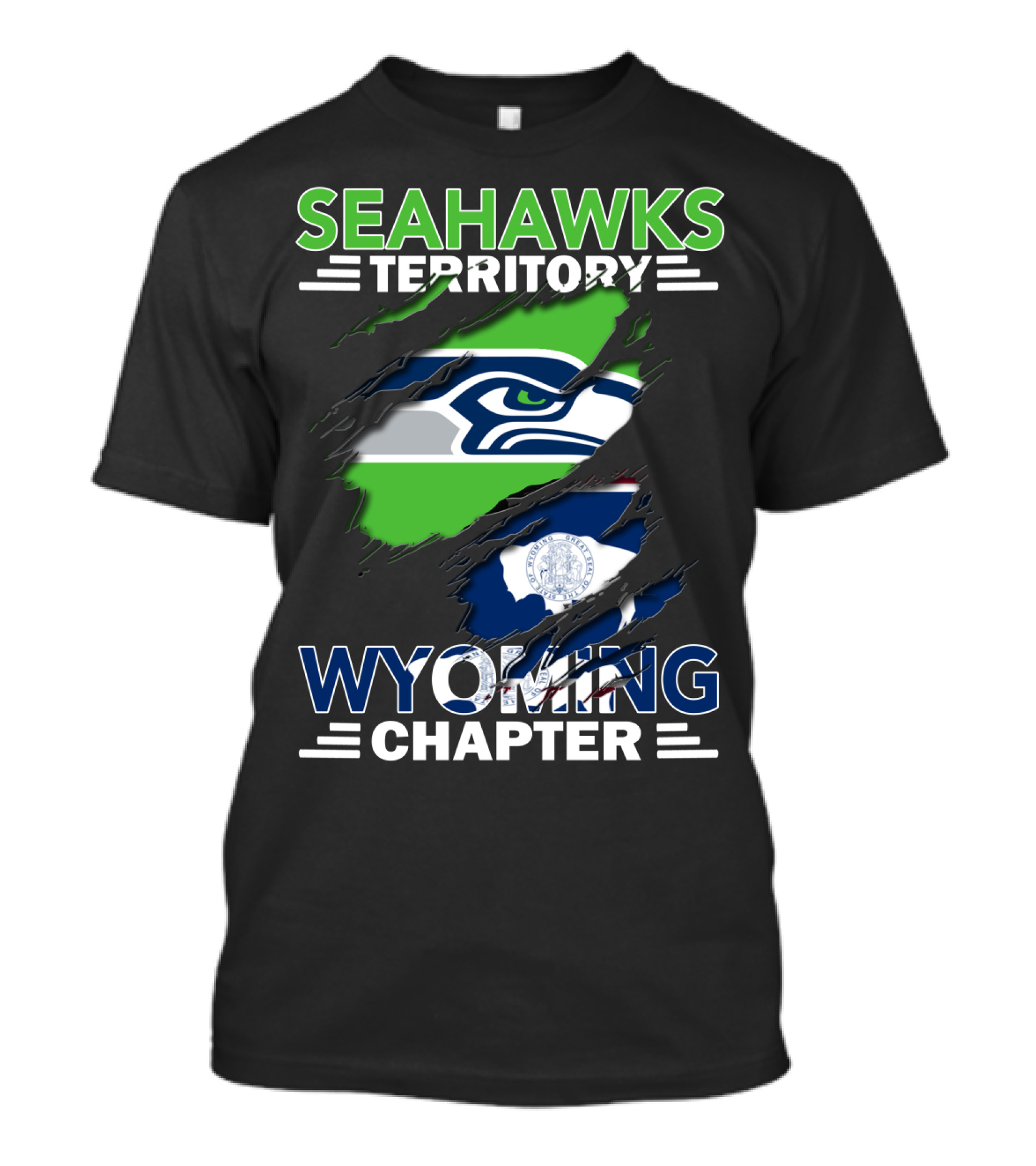Seahawks Territory Wyoming Chapter Seahawks Logo Wyoming Flag T-Shirt