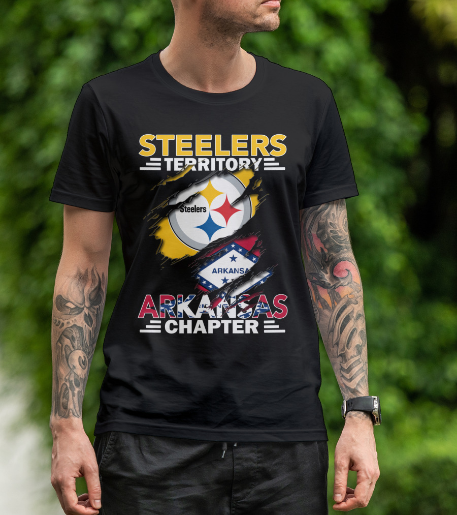 Steelers Territory Arkansas Chapter Steelers Logo Arkansas Flag T-Shirt