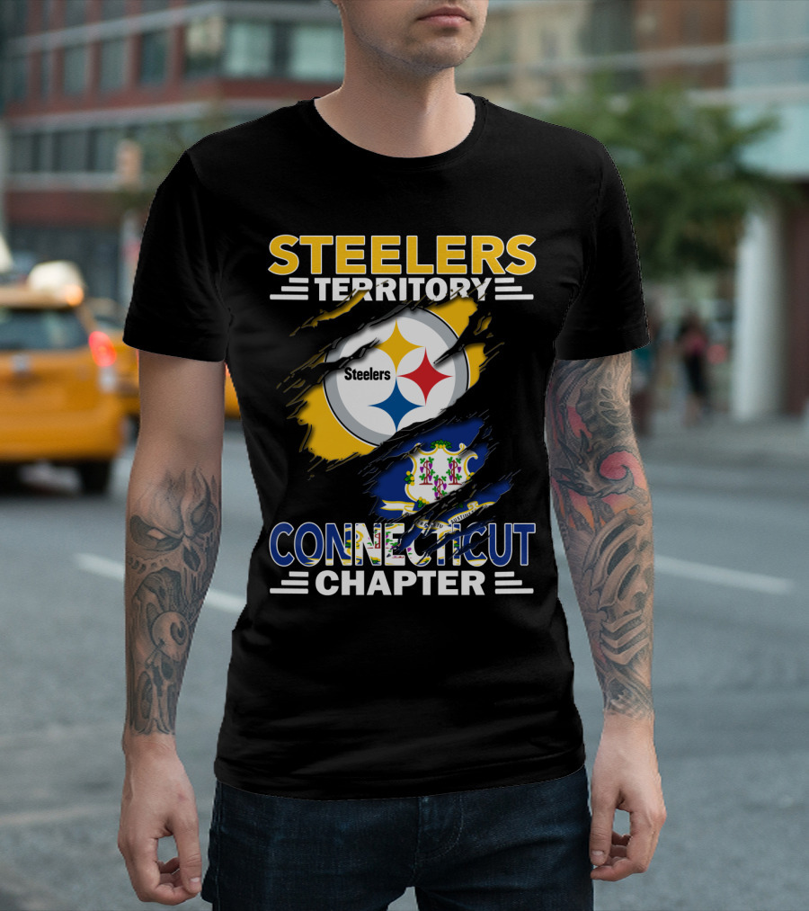 Steelers Territory Connecticut Chapter Steelers Logo Connecticut Flag T-Shirt