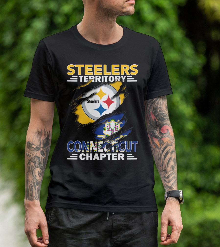 Steelers Territory Connecticut Chapter Steelers Logo Connecticut Flag T-Shirt