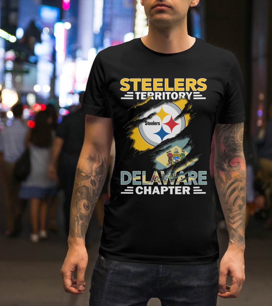 Steelers Territory Delaware Chapter Flag And Logo Integration T-Shirt