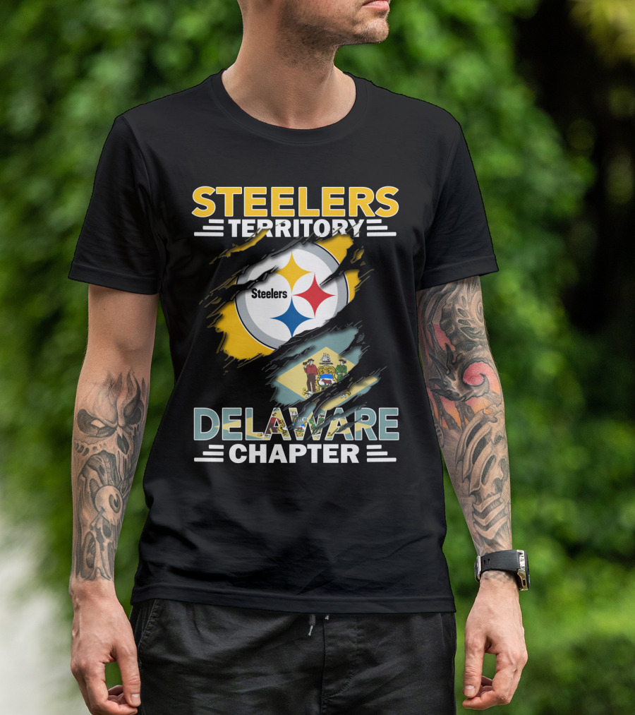 Steelers Territory Delaware Chapter Flag And Logo Integration T-Shirt