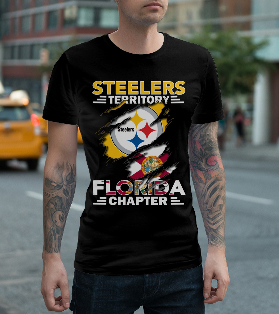Steelers Territory Florida Chapter Steelers Logo State Flag Coordination T-Shirt