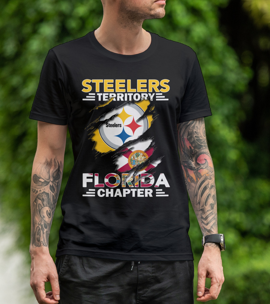 Steelers Territory Florida Chapter Steelers Logo State Flag Coordination T-Shirt