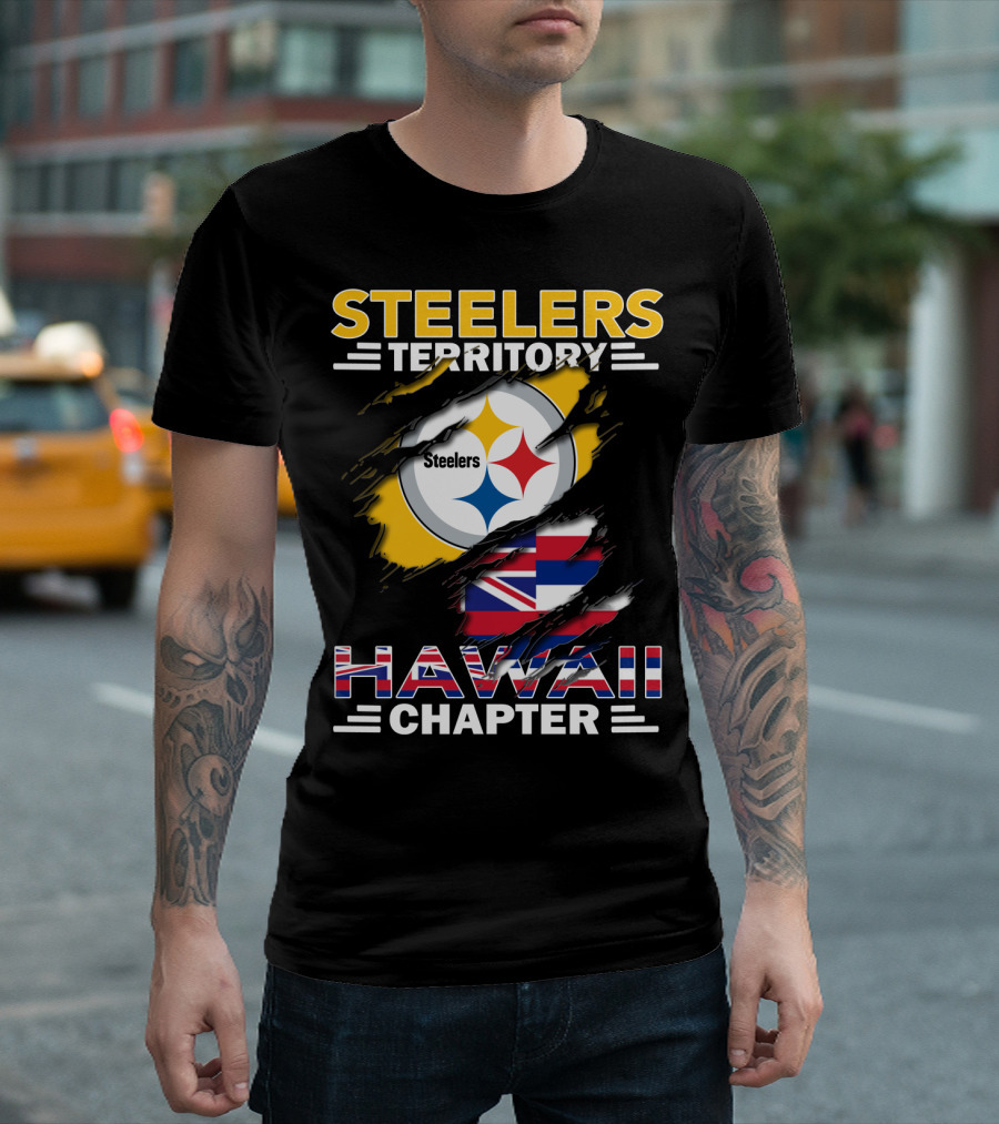 Steelers Territory Hawaii Chapter Steelers Logo and Hawaii Flag T-Shirt