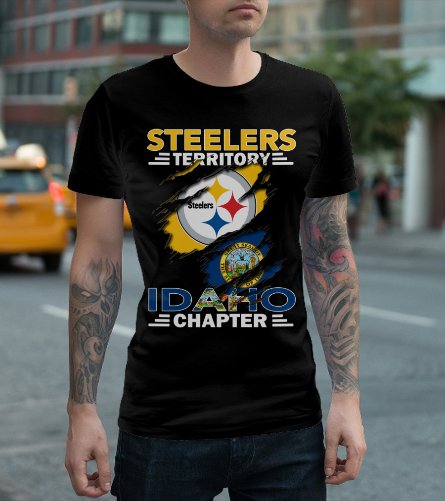 Steelers Territory Idaho Chapter Fan Logo with State Seal Integration T-Shirt